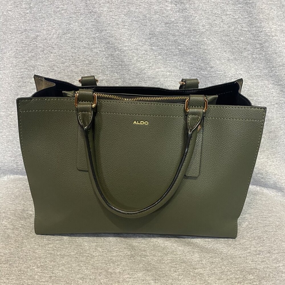 Aldo Hunter Green Handbag Purse Double Handles Zipper